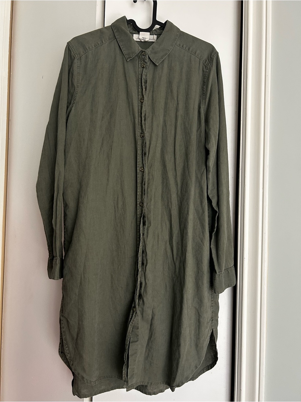Olive Green Long Button-Up Women’s Shirt - Picture 10 of 11